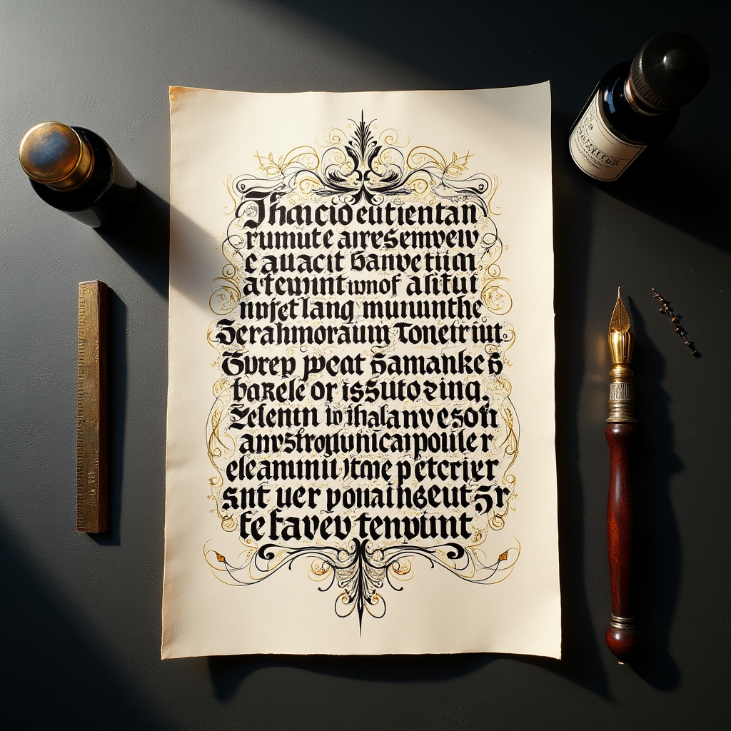 Gotowa praca kaligraficzna - ozdobny napis w stylu Copperplate